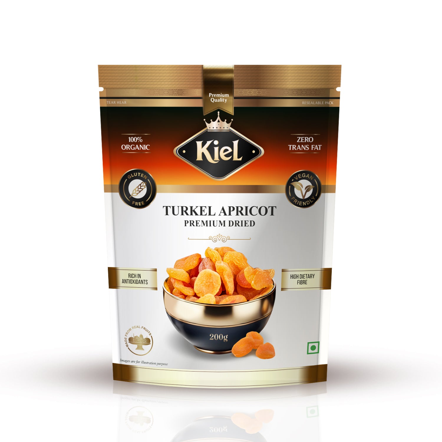 Kiel Premium Turkish Dried Apricot Pack of 200 Gram