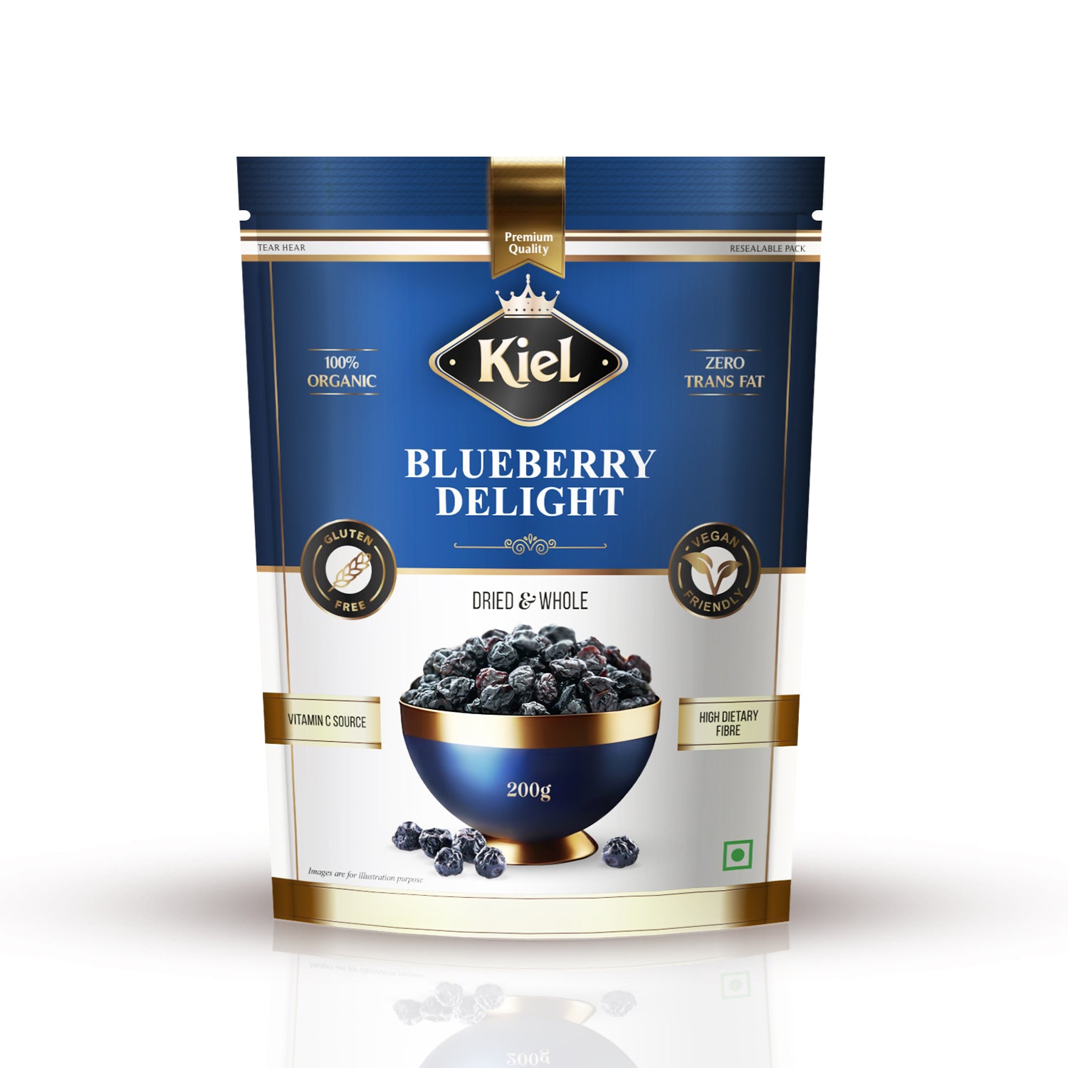 Kiel Premium Blueberries Delight Pack of 200 Gram
