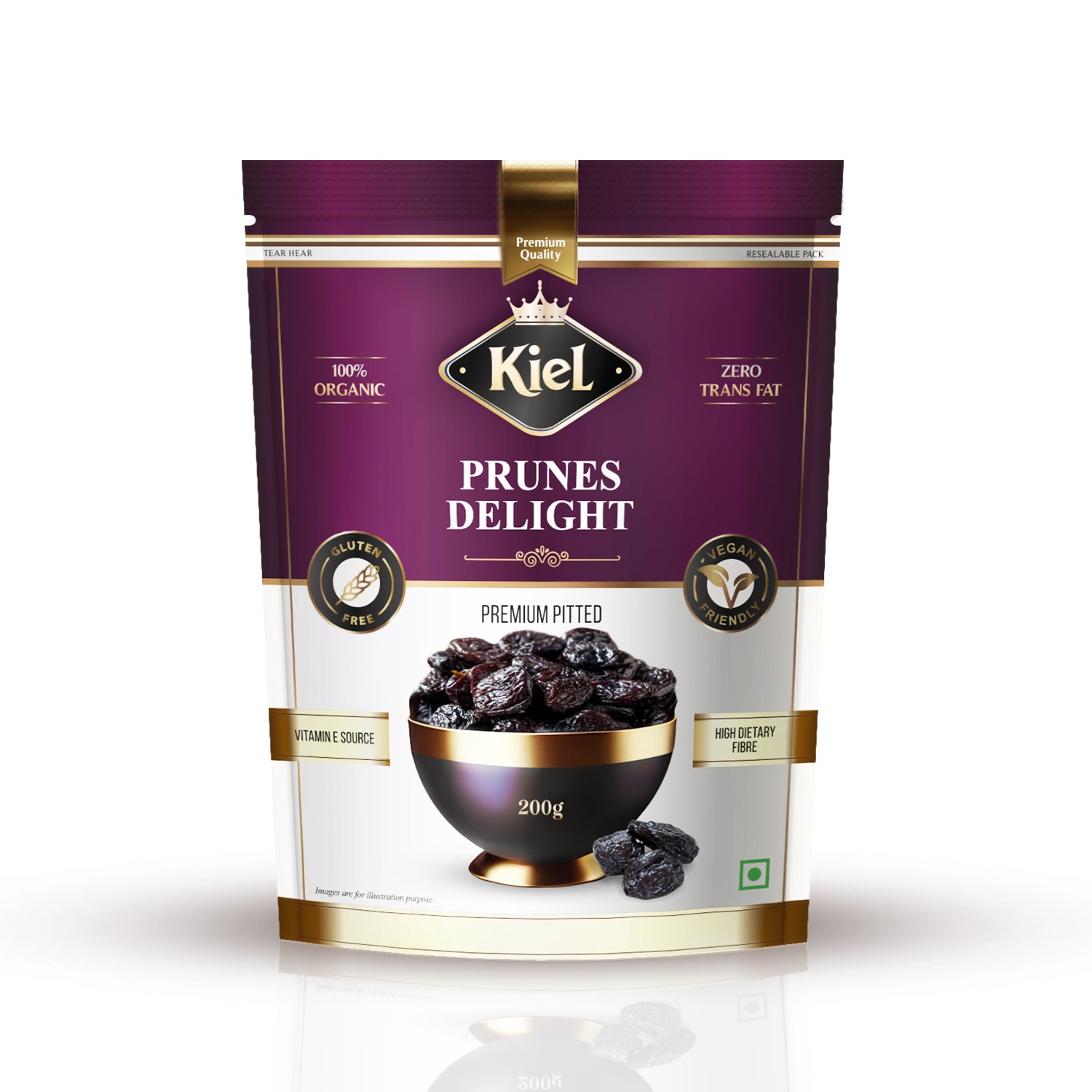 Kiel Premium Pitted Prunes Delight Pack of 200 Gram