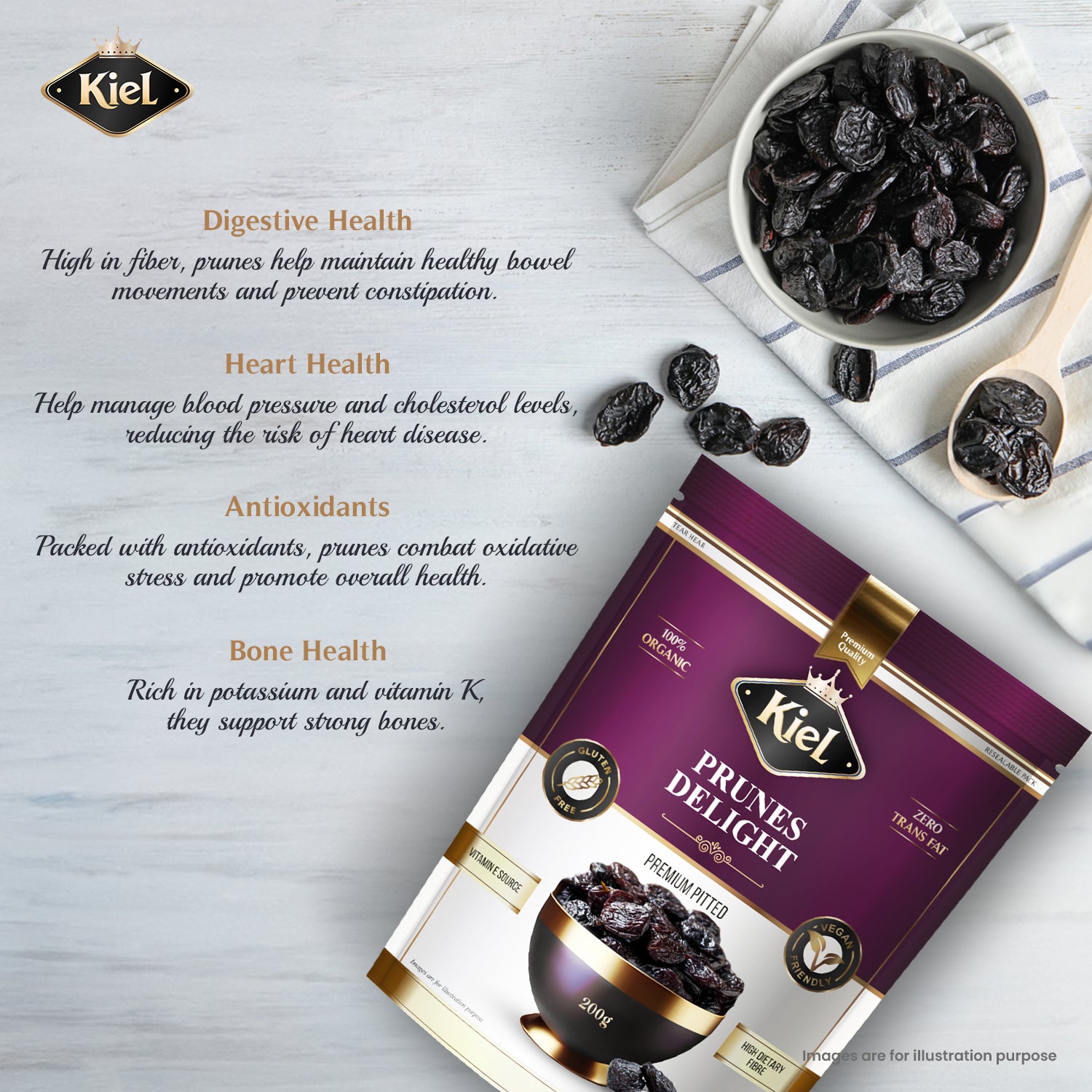 Kiel Premium Pitted Prunes Delight Pack of 200 Gram