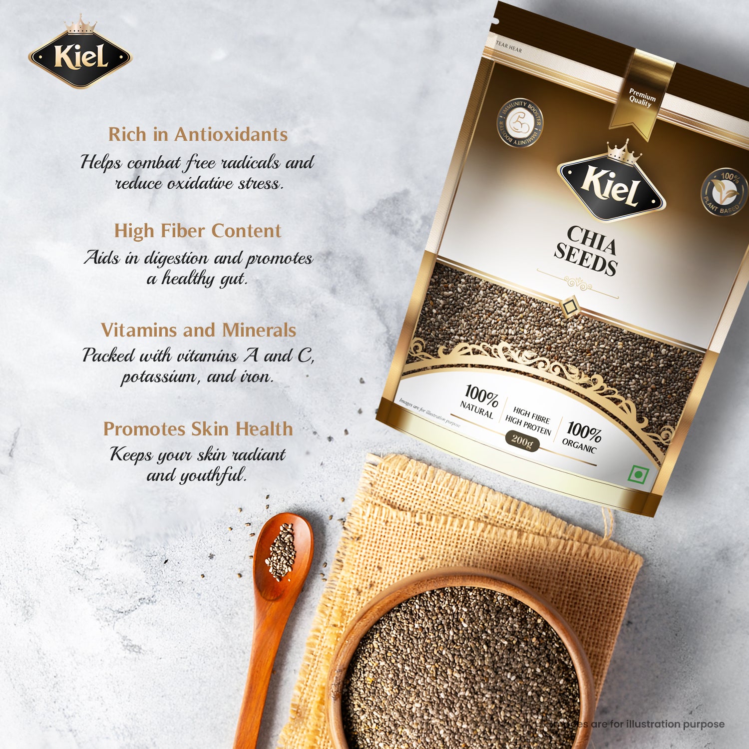 Kiel Premium Chia Seeds Pack of 200 Gram