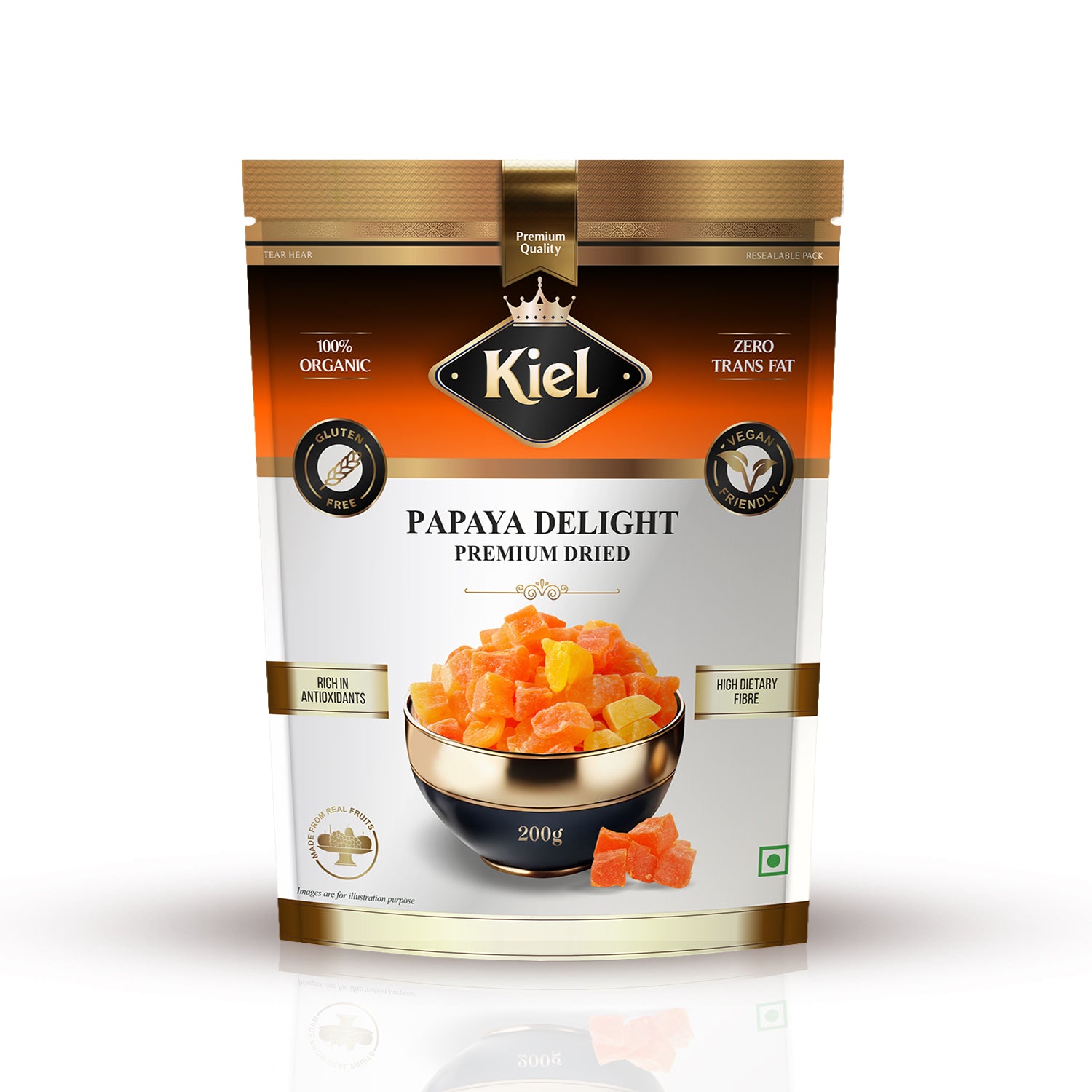 Kiel Premium Dried Papaya Delight Pack of 200 Gram