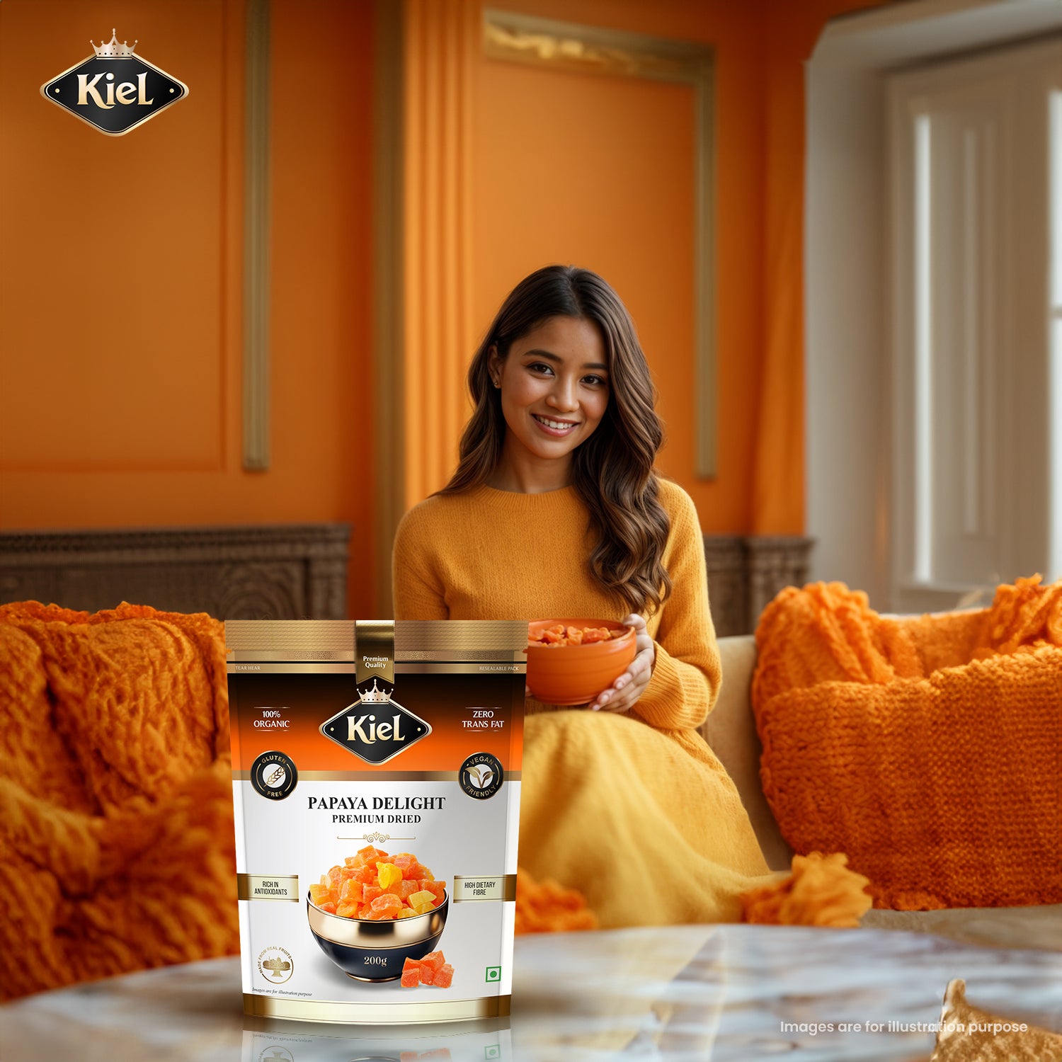 Kiel Premium Dried Papaya Delight Pack of 200 Gram