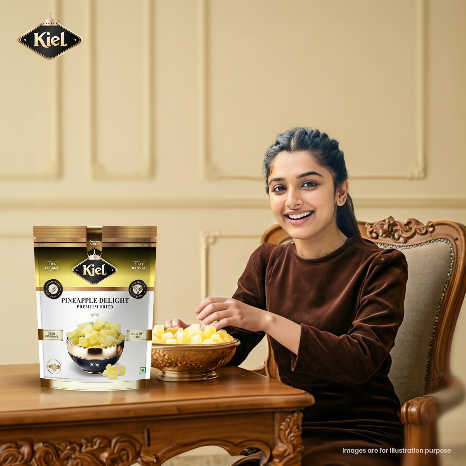 Kiel Premium Dried Pineapple Delight Pack of 200 Gram