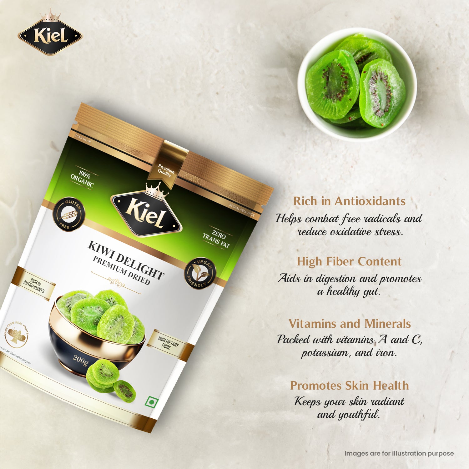 Kiel Premium Dried Kiwi Delight Pack of 200 Gram