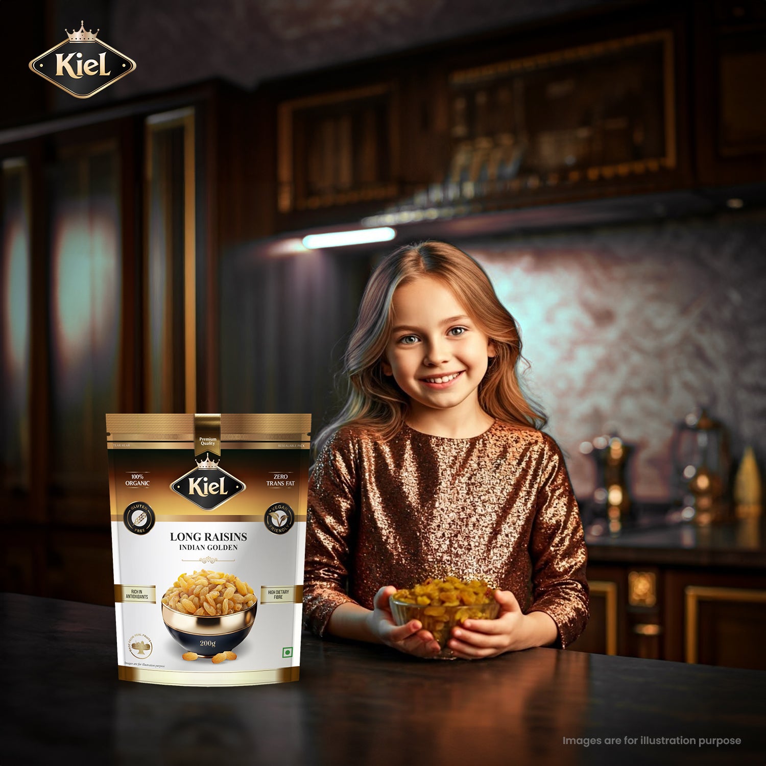 Kiel Pure Premium Long Raisins – Indian Golden Pack of 200 Gram