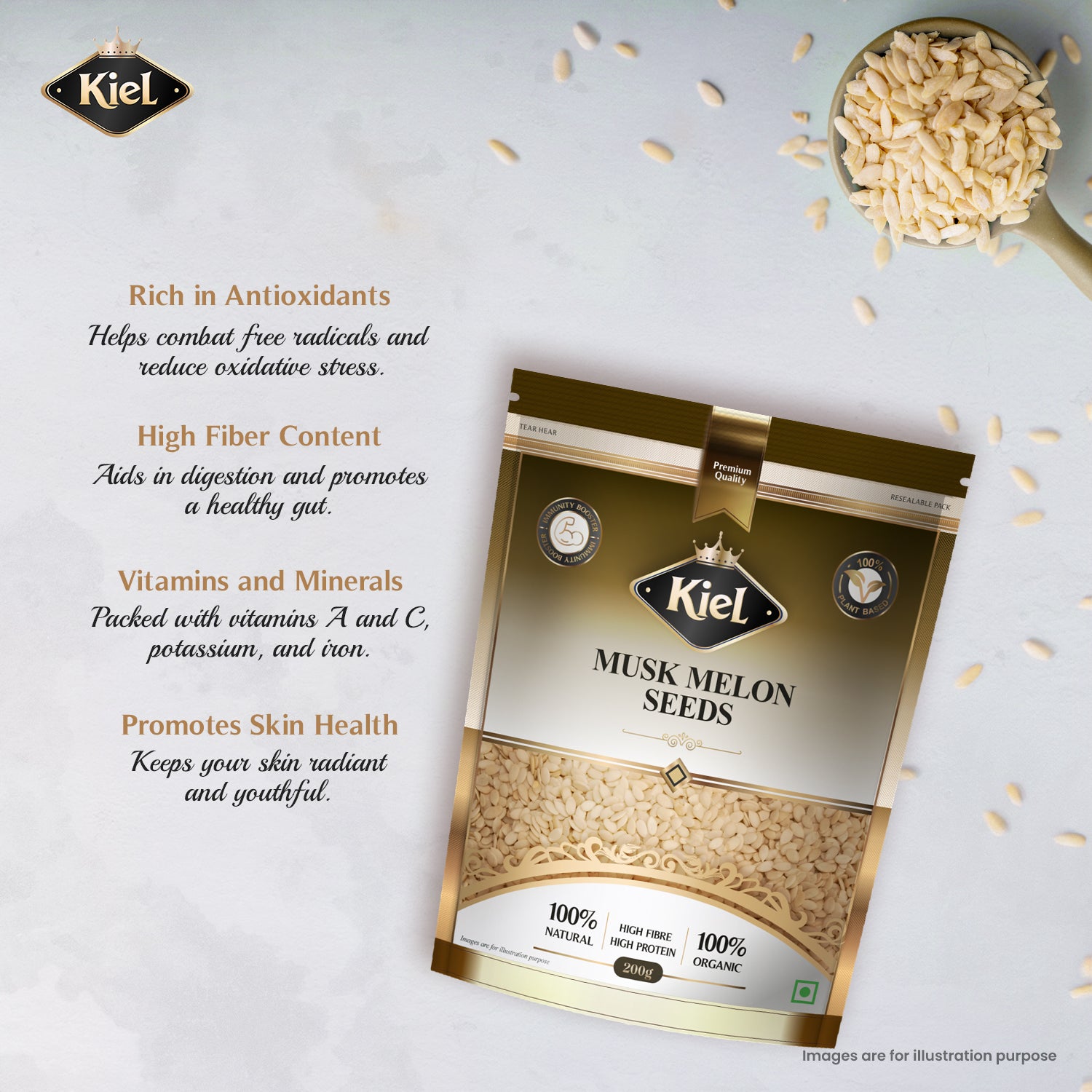 Kiel Premium Musk Melon Seeds Pack of 200 Gram