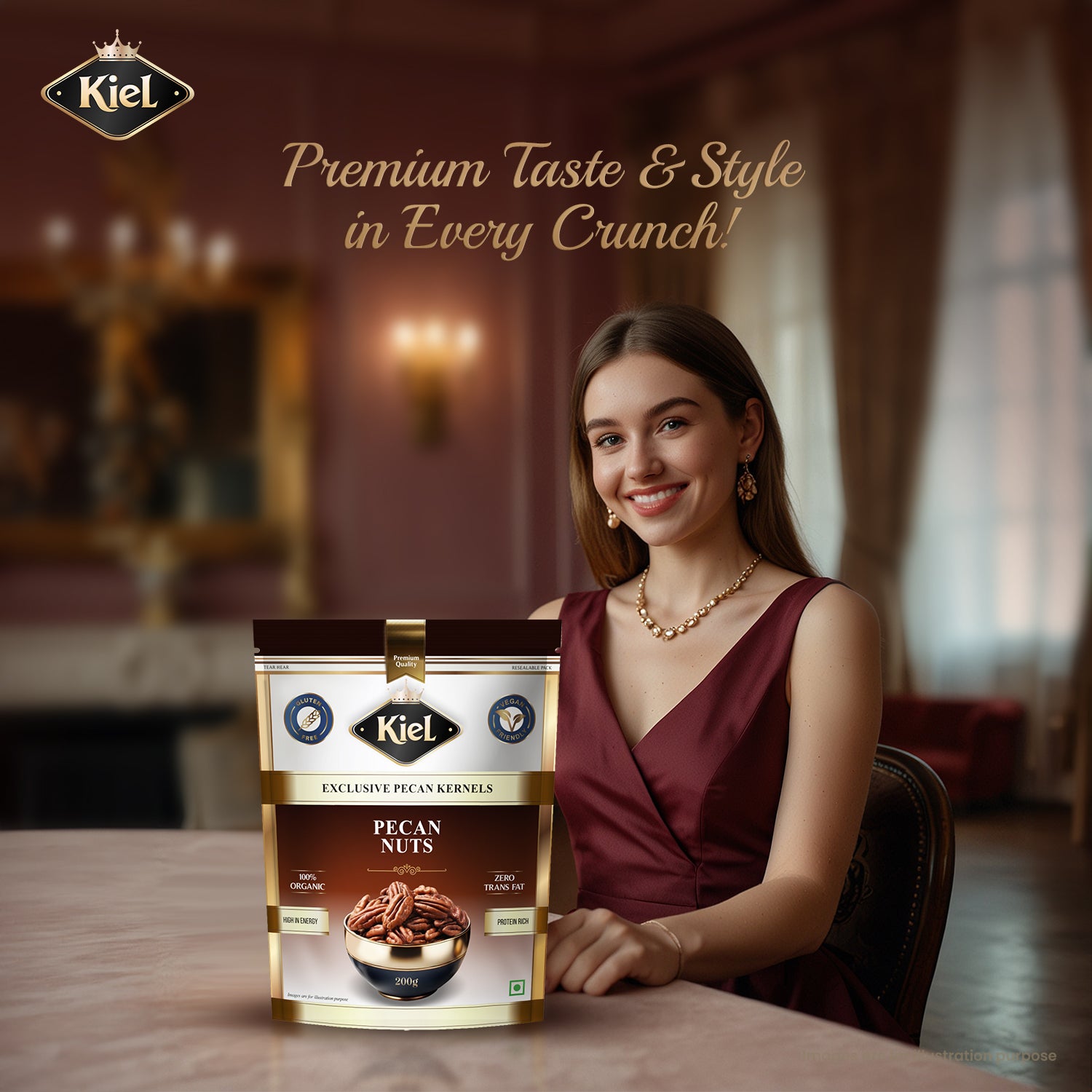 Kiel Exclusive Pecan Nut Kernels Pack of 100 Gram