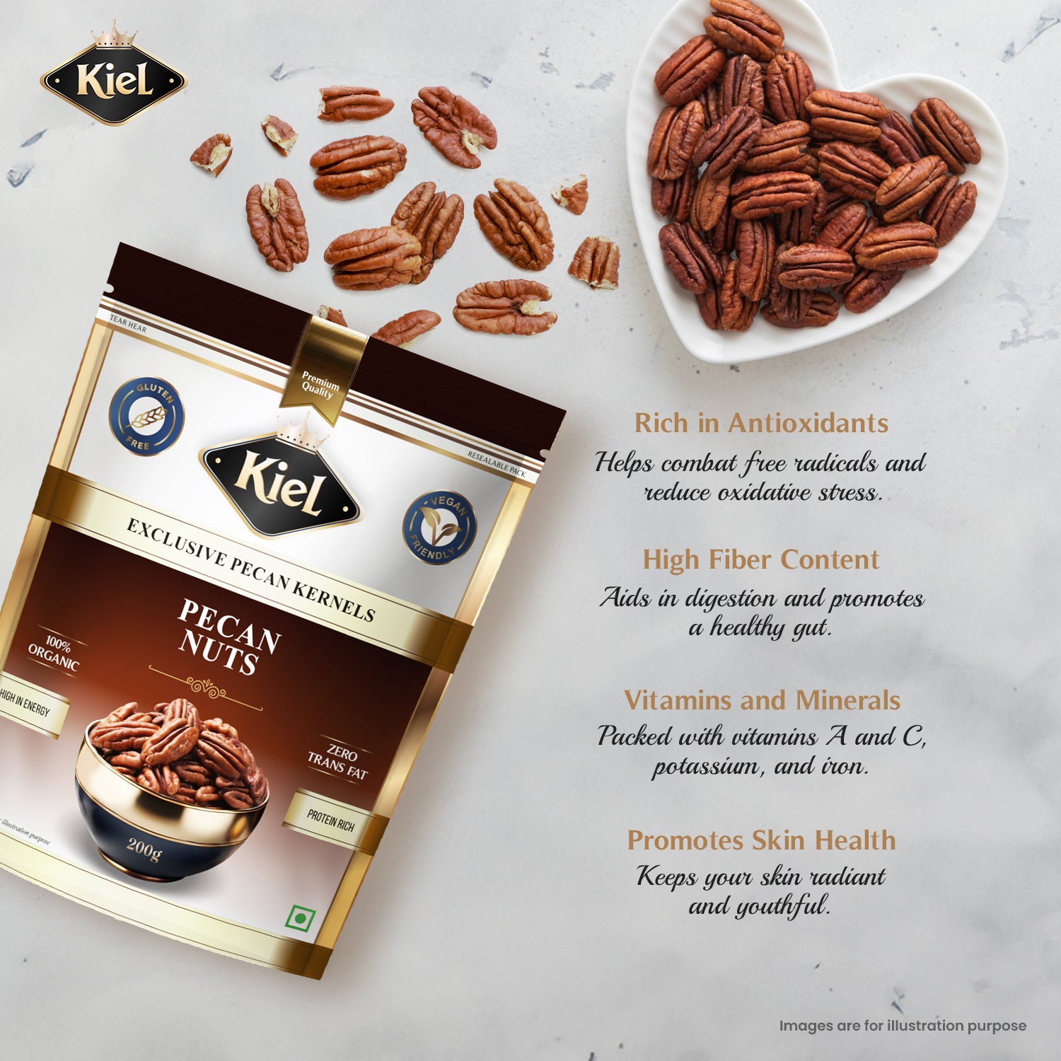 Kiel Exclusive Pecan Nut Kernels Pack of 100 Gram