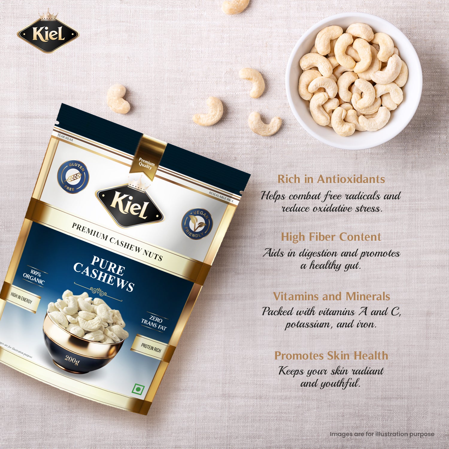 Kiel Pure Premium Cashew Nuts (W320)