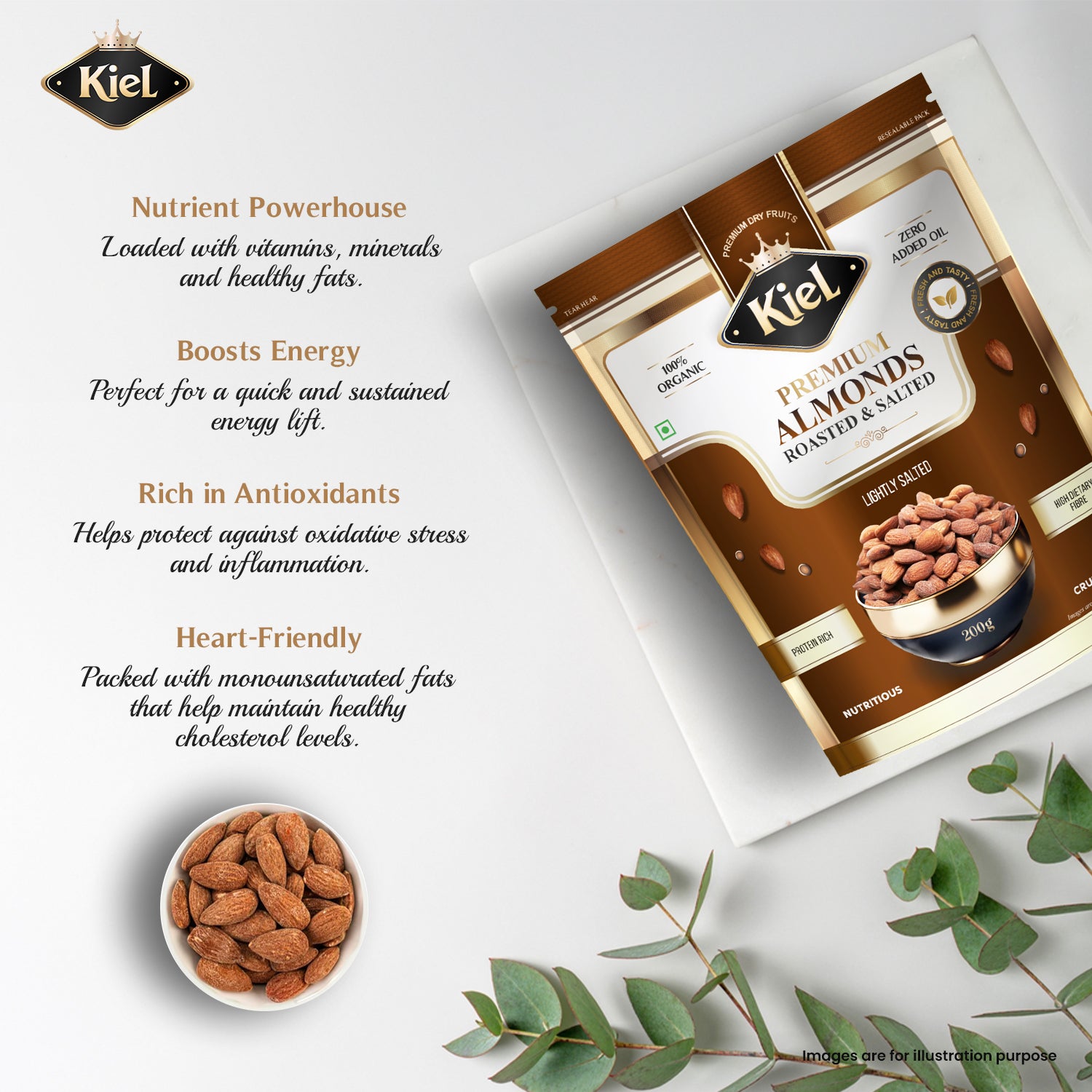 Kiel Premium Roasted & Salted Almonds