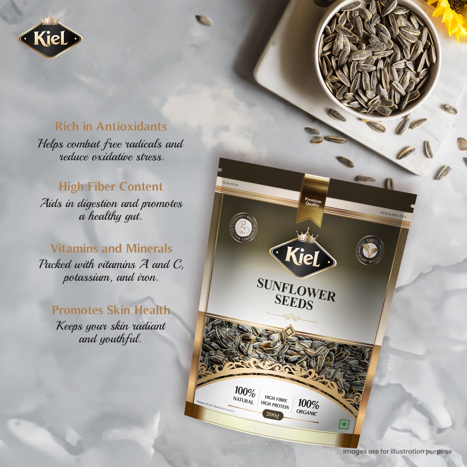 Kiel Premium Sunflower Seeds Pack of 200 Gram